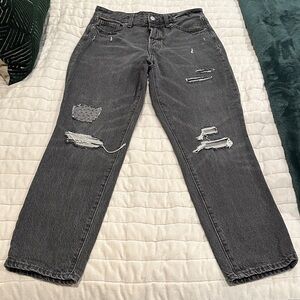 Old Navy Charcoal Straight Jeans Tall Extra High Rise Patchwork